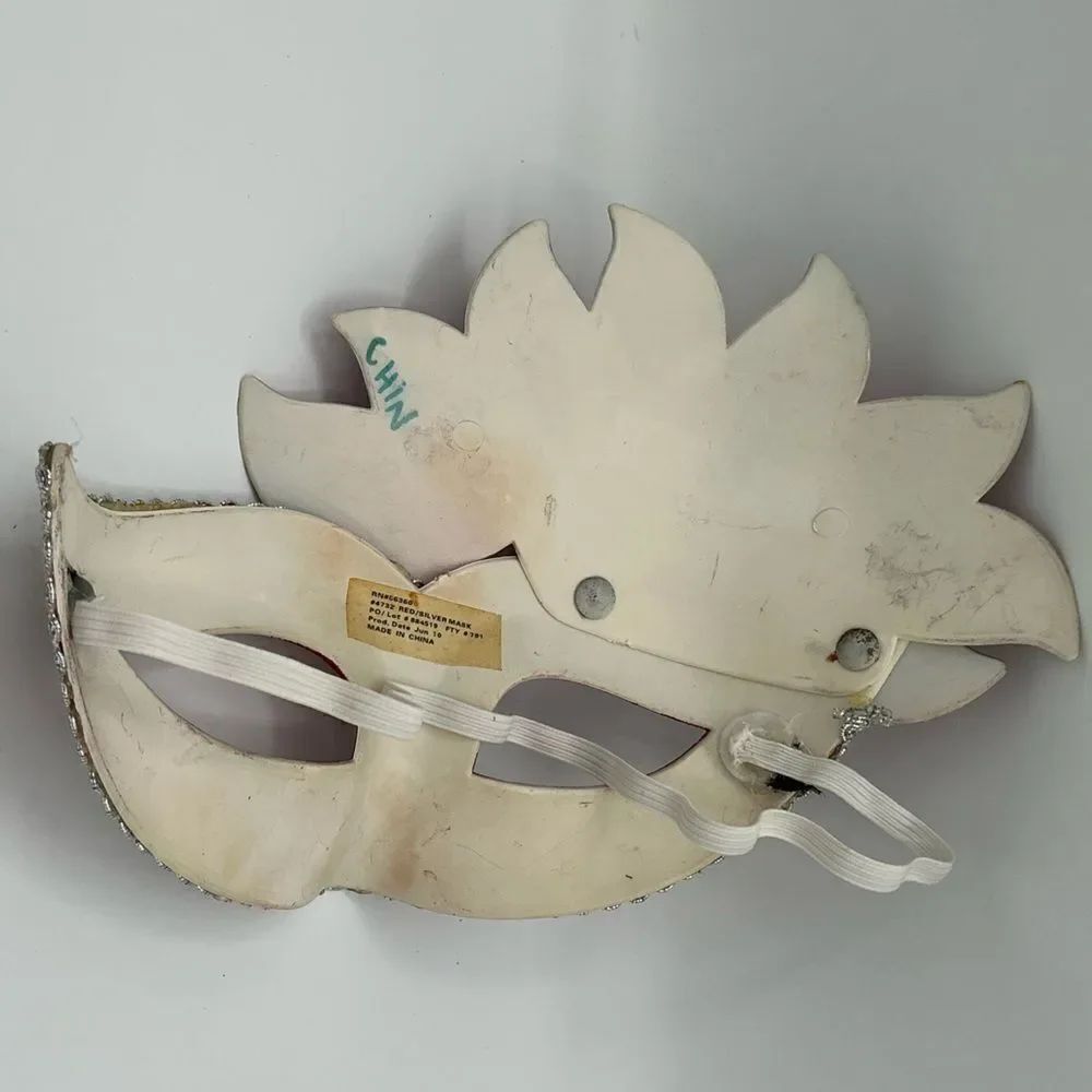 Red and Silver Masquerade Mask - Picture 5 of 6